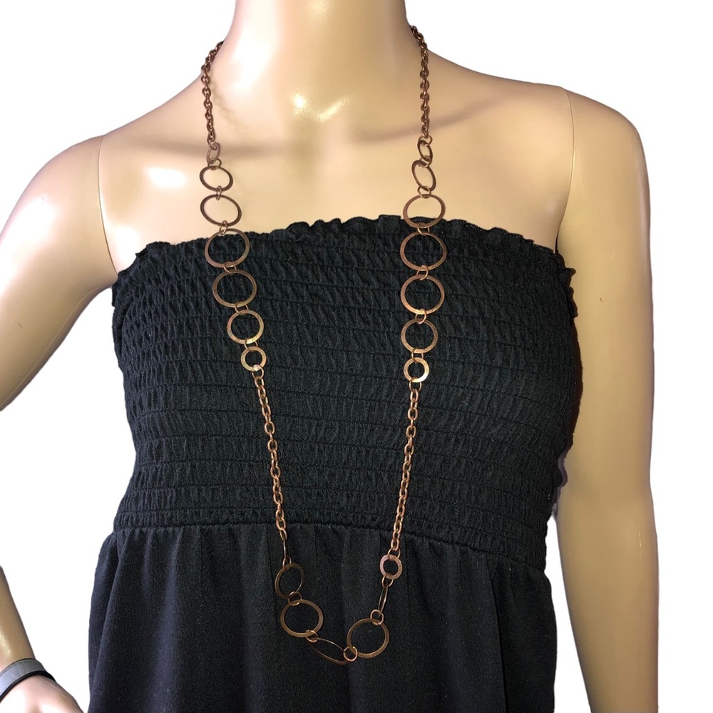 Bronze Fashion Necklace Interlocking Hoops Pullover 19”. Perfect for fal…